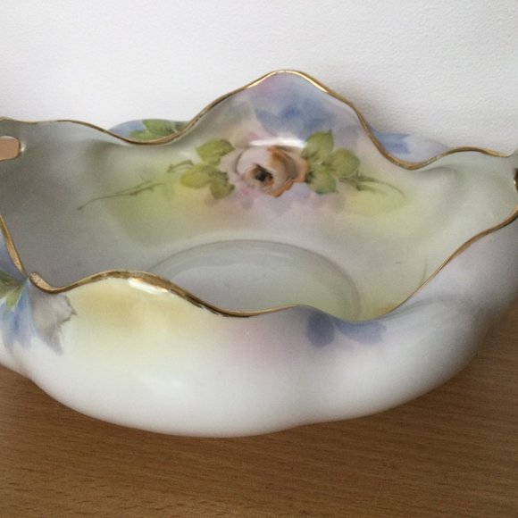 Vintage antique hand painted Nippon M mark bowl dish scalloped edge floral - Picture 3 of 5